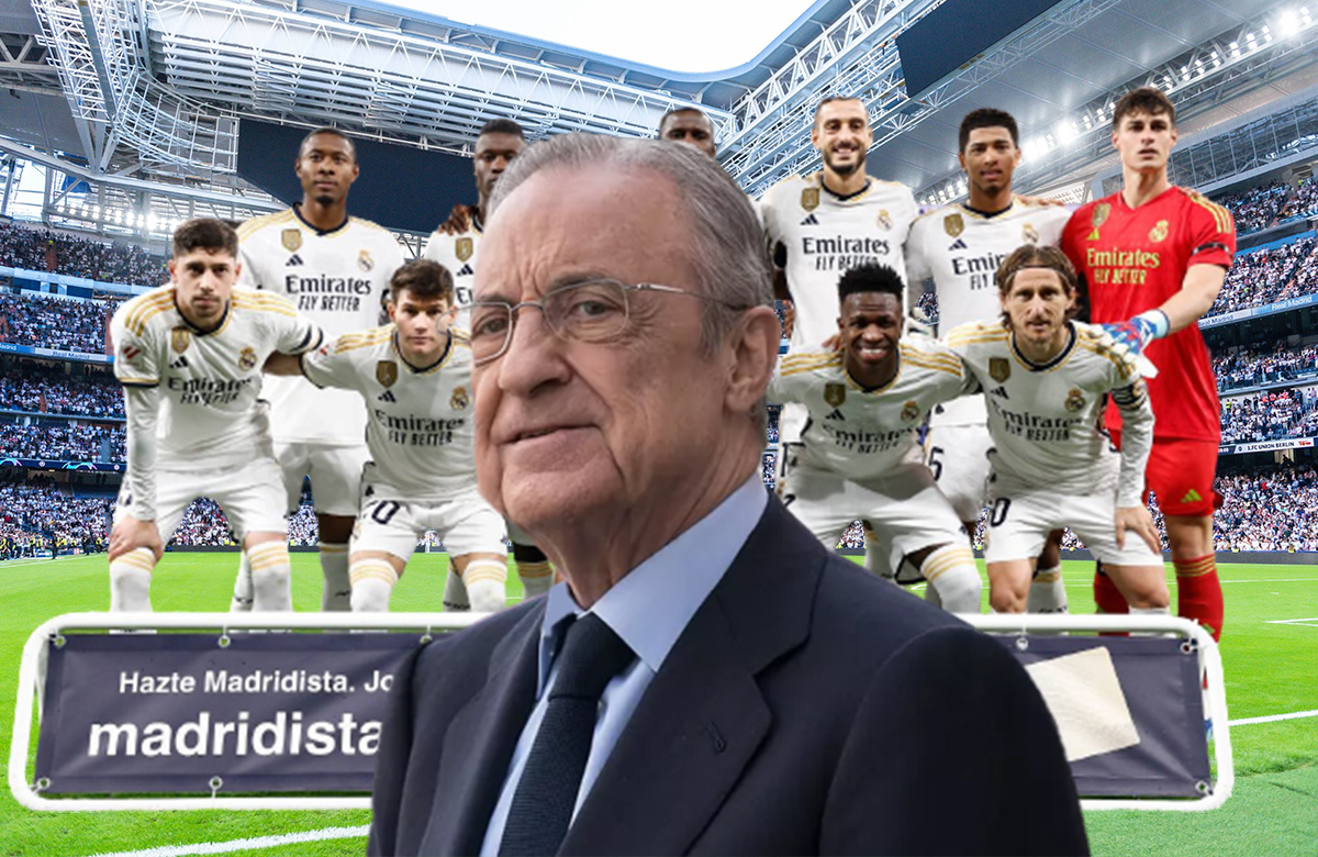 Florentino Pérez Y Un Once Del Real Madrid Defensa Central